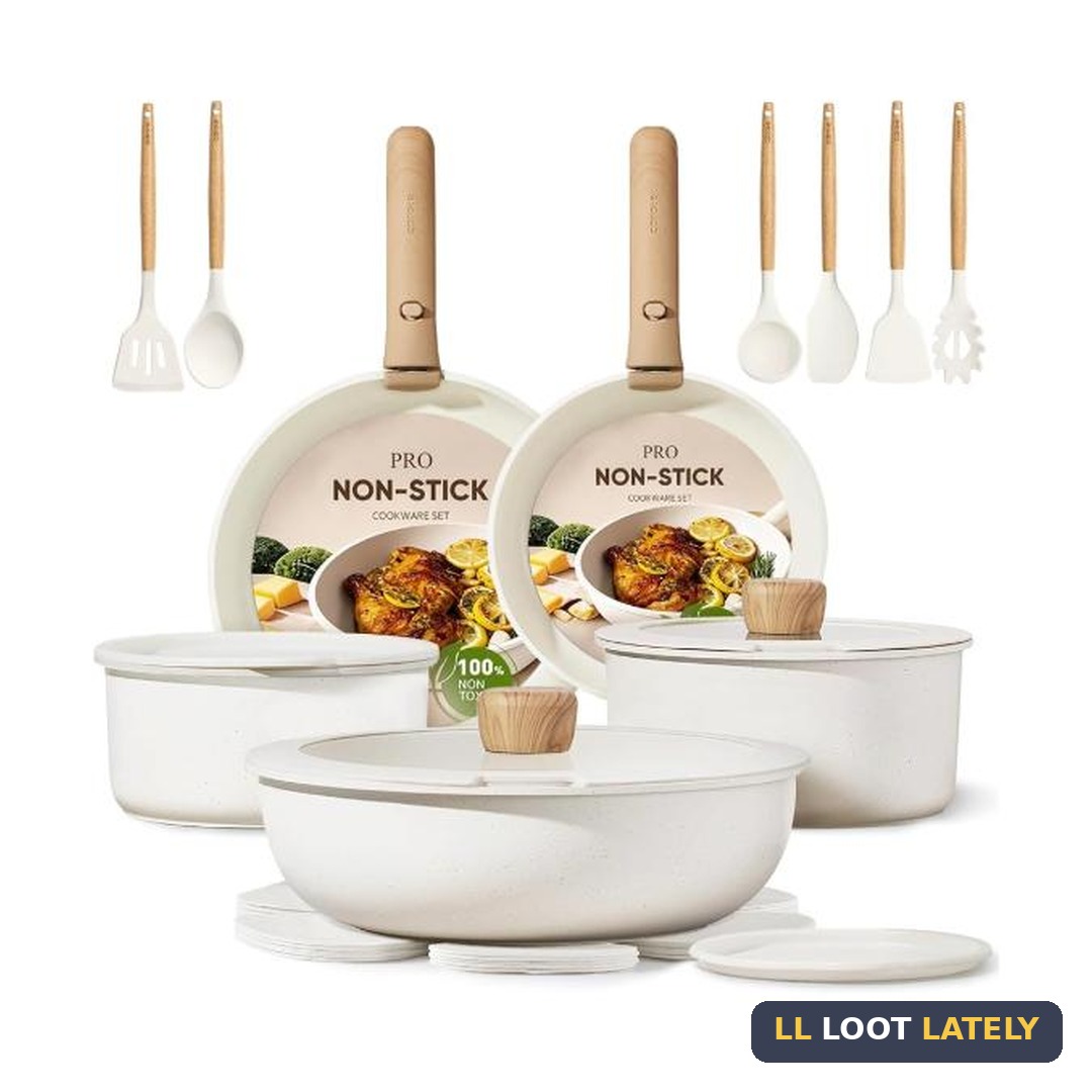 CAROTE Non-Stick Cookware Set, Detachable Handle